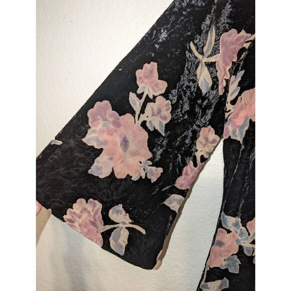 Women's Nanette Lepore Sz 8 Moody Romance Black and Pink Floral Velvet Dress - Picture 13 of 16